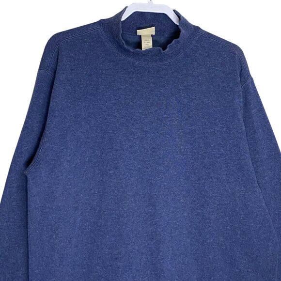 Vtg LL Bean Shirt Mens XL Blue Base Layer Wool Cotton Blend Mock Neck Pullover - Picture 4 of 9
